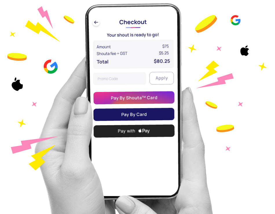 Phone featuring paying for a digital gift using Apple Pay